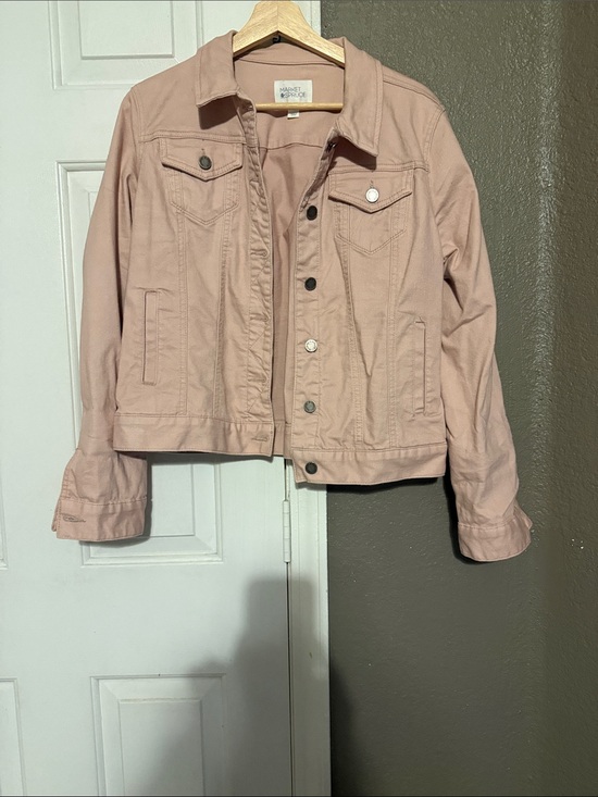 Market & Spruce Jackets & Blazers - Market & Spruce Blush Pink Cotton-Blend Trucker Jacket